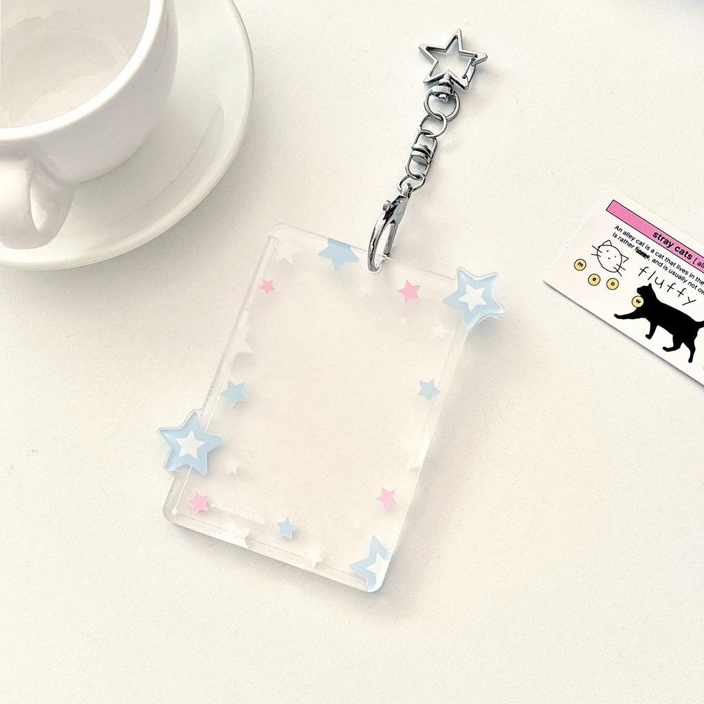 Portafoto Acrílico 3 Pulgadas Lindo Diseño de Estrella Funda Transparente para Tarjetas Kpop, Estuche Protector Impermeable para Tarjetas Coleccionables