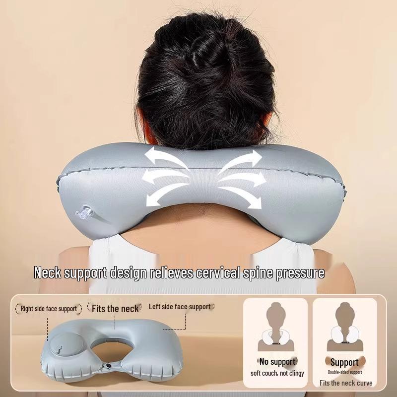 Portable U-Shaped Inflatable Travel Pillow for Neck and Cervical Spine Support