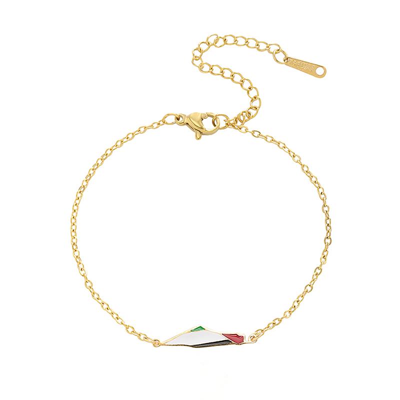 Drip Oil Map Shape Stainless Steel Bracelet Double Chain Colorful Enamel Jewelry