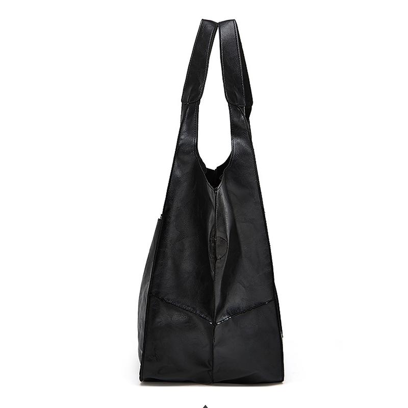 Casual PU Leather Large Capacity Shopper Tote Hobo Bags Women Vintage Handbag Purse Luxury Designer Splicing Shoulder Bags