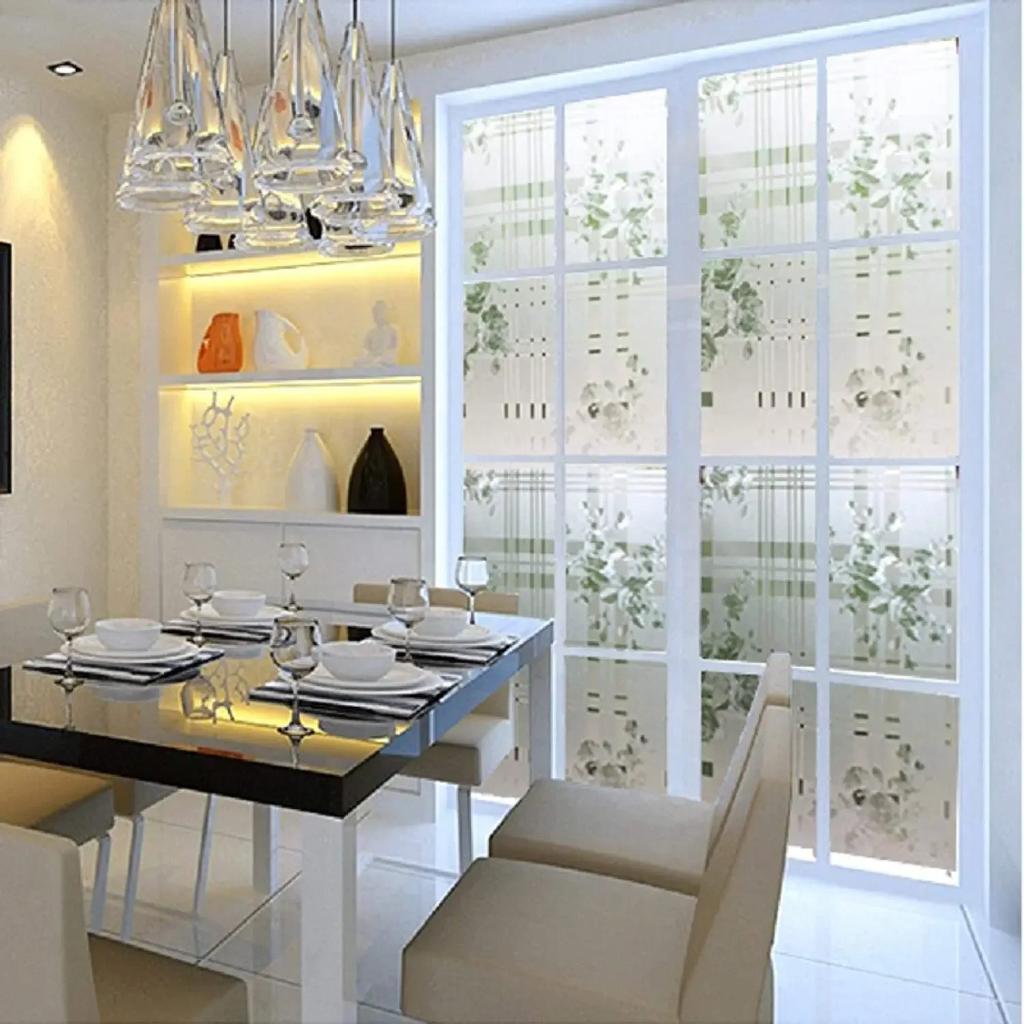 Electrostatic Window Film Glass Sticker Peony Pattern Privacy Protection Decoration Window Film for Door Window Table