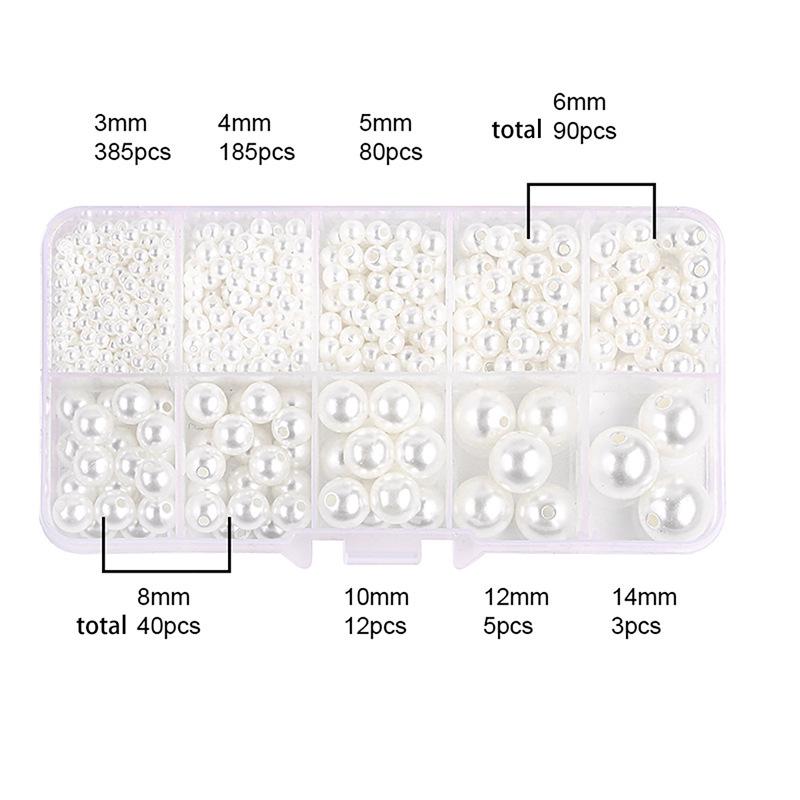 10-Grid ABS Pearl Bead Set for DIY Bracelets and Phone Chains
