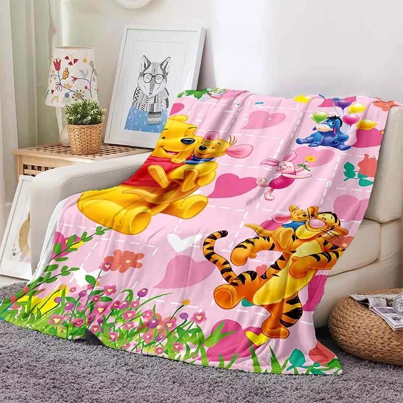 Cartoon Winnie Puuh Decke für Couch Sofa Bett, Super Weiche Gemütliche Plüschdecke mit Design Leicht für Erwachsene, Frauen, Geschenk