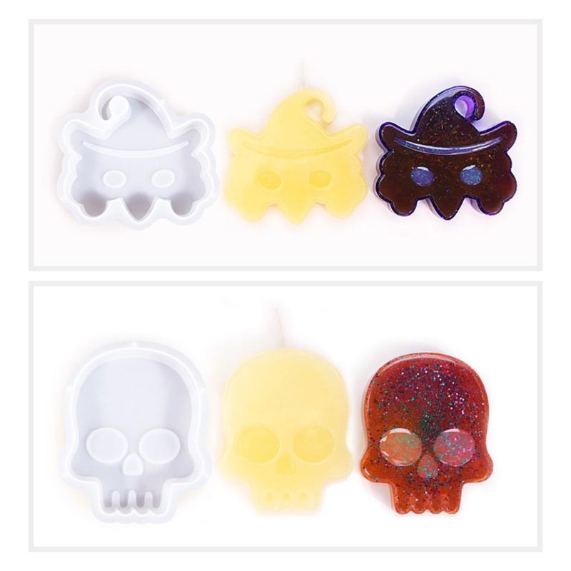 6/8Pcs Halloween Themed Silicone Candle Moulds for Epoxy Resin, Christmas Theme Silicone Candle Molds for Candle, Soap