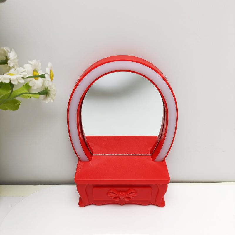 

Детский блестящий игрушечный туалетный столик со светодиодной подсветкой, питание от батареек типа ААА красный