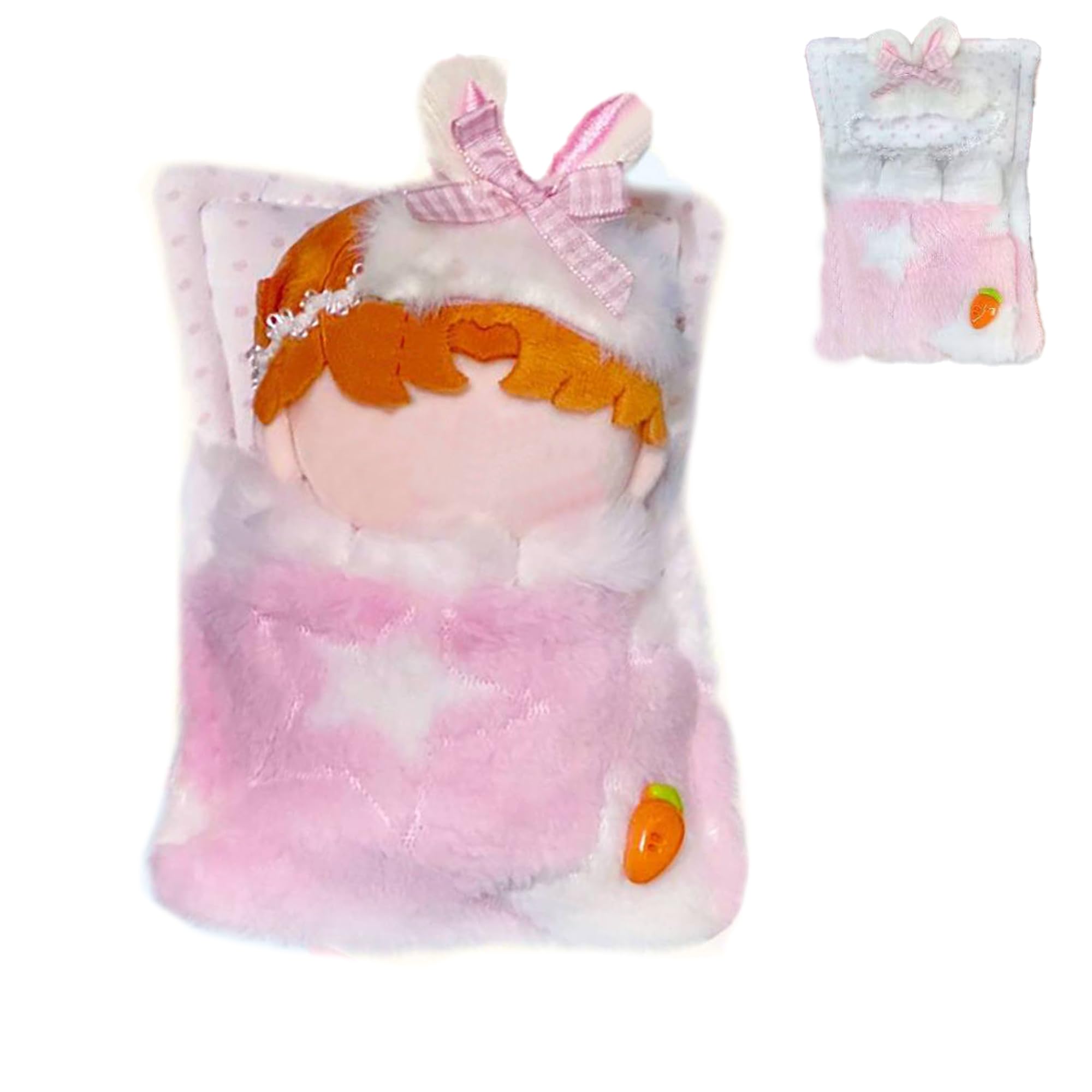 

Плюшевый набор футон и повязка на голову для куклы 10 см, розовый [Б/У]