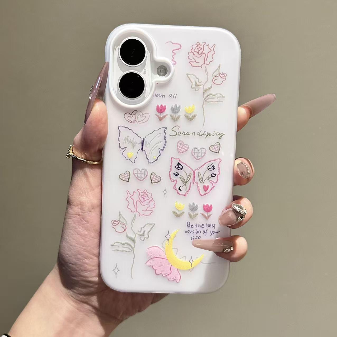 

New Butterfly Flower Case for Apple iPhone 17/16 Pro Max/15/14/13 - Two-in-One Hard Design 13PROMAX