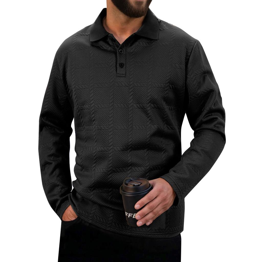 Men's Solid Color Sports Button Lapel Long Sleeve Tops Men's Casual Fashion Long Sleeve Tops