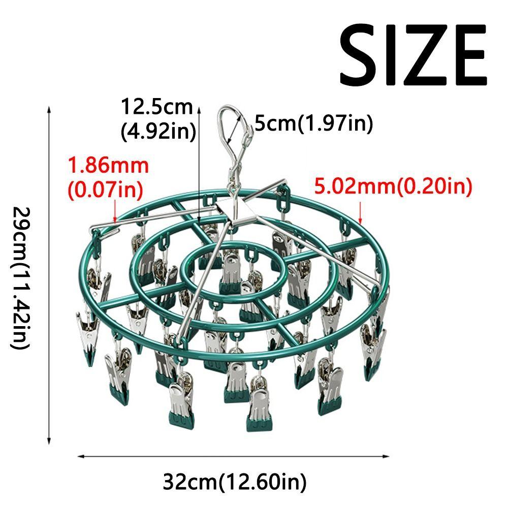 Stainless Steel 24 Clip Hanging Rack Lightweight Clothes Hanger Underwear Socks Clip  Bathroom