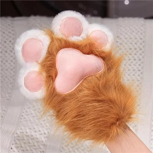 Kawaii Furry Cat Claw Gloves Fox Paws Bird Wings Faux Fur Costume Accessories Mittens For Halloween Creative Cosplay