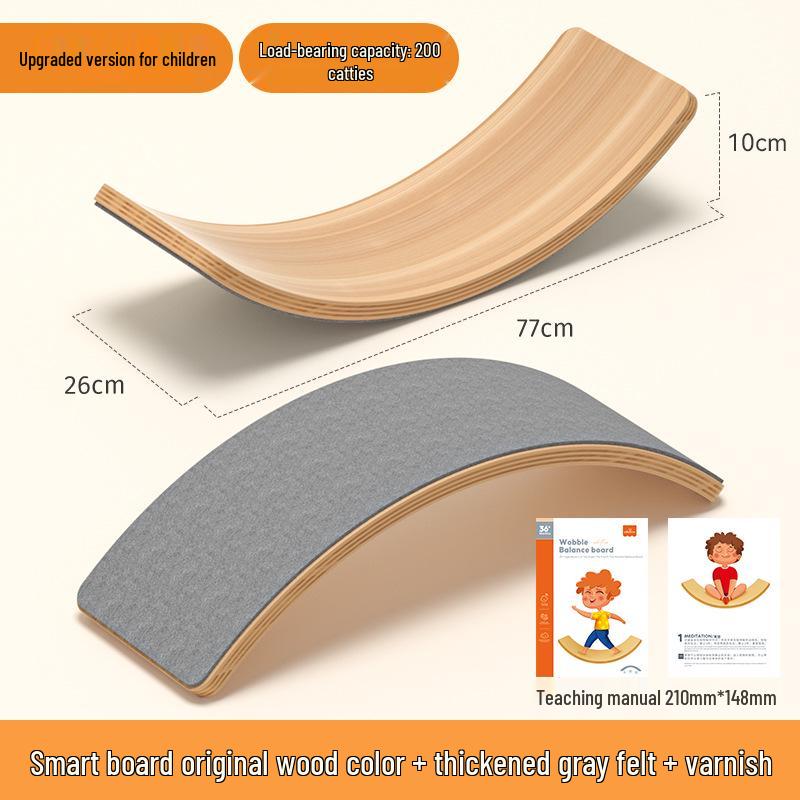 Wooden Curved Balance Board for Indoor Sensory Training - Interactive Two-Person Educational Children's Smart Seesaw.