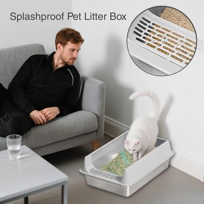 Thickened Pet Litter Box Easy Clean Semi Enclosed Splashproof Cat Toilet with Scoop for Dormitory Indoors Car Living Room