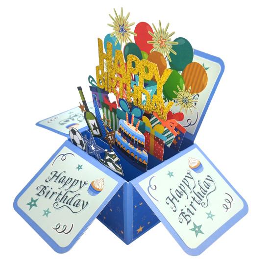 3D přání s obálkou lesklé zářivé barvy ručně vyráběné přáníčko s překvapením a překvapením jedinečný dárek k narozeninám
