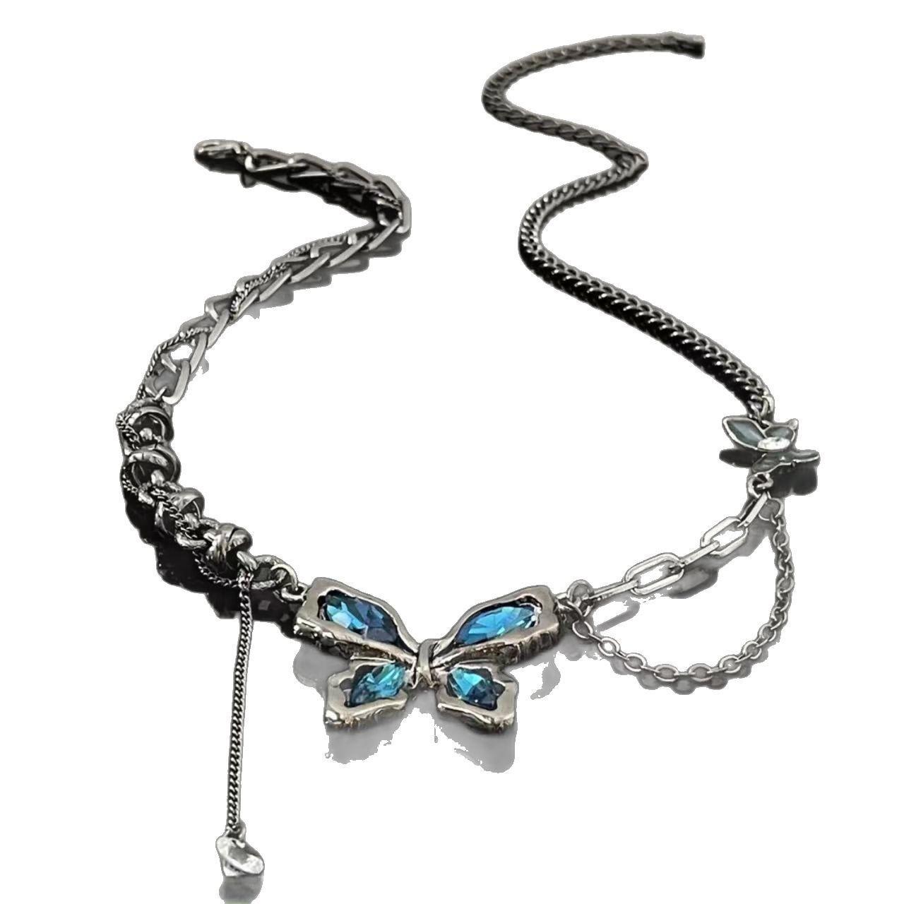 Calligraphy and painting butterfly tassel necklace pearl new Chinese sweater chain light luxury celebrity exquisite necklace accessories