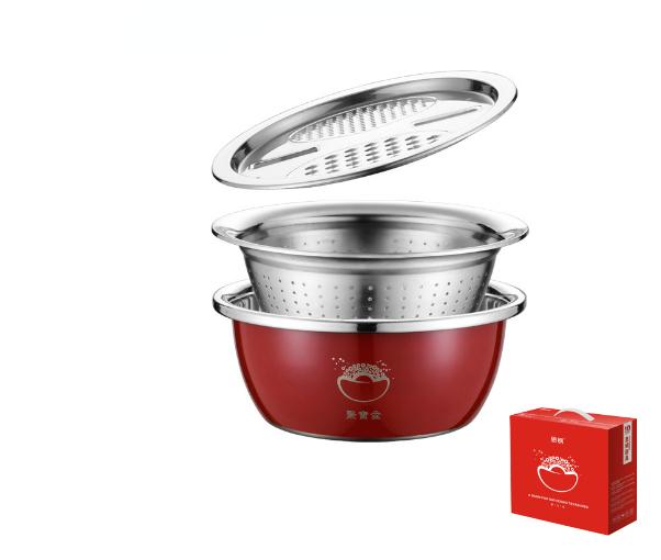 3pcs/1 Set of Stainless Steel Multi-purpose Basin,slicing,grater,drain Basin, Vegetable and Fruit Basin, Used for Home,camping
