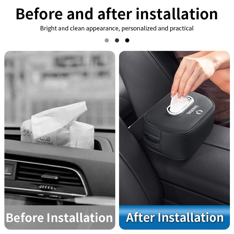 Car Tissue Box PU Leather Napkin Storage Box Armrest Tissue Box Car Accessories For SsangYong Actyon Korando Rexton Kyron Rodius