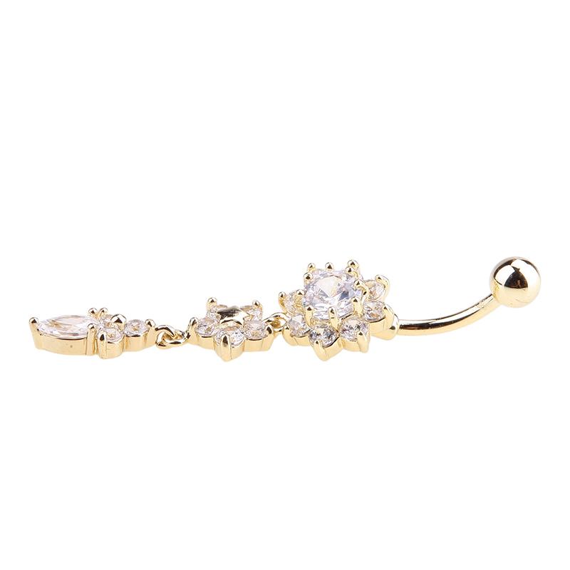 Frauen Schönheit Kristall Blume Baumeln Nabel Bauchnabel Ring Körper PiercingSchmuck