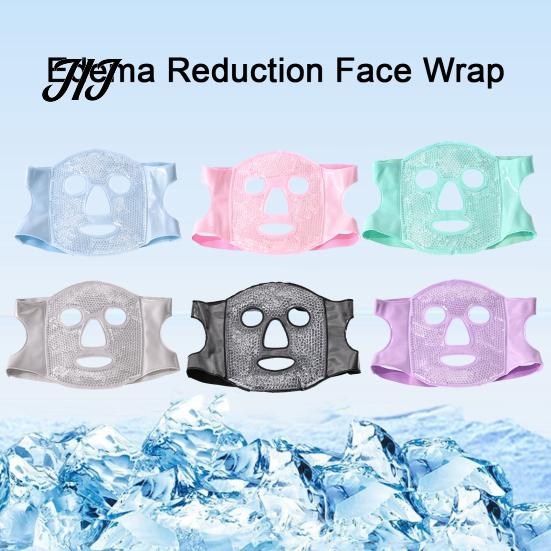 Portable Ice Bead Face Mask Gel Mask, Hot Cold Therapy Eye for Post Reusable Pack Surgery Recovery, 3D Contoured Cooling Heating with Adjustable Strap