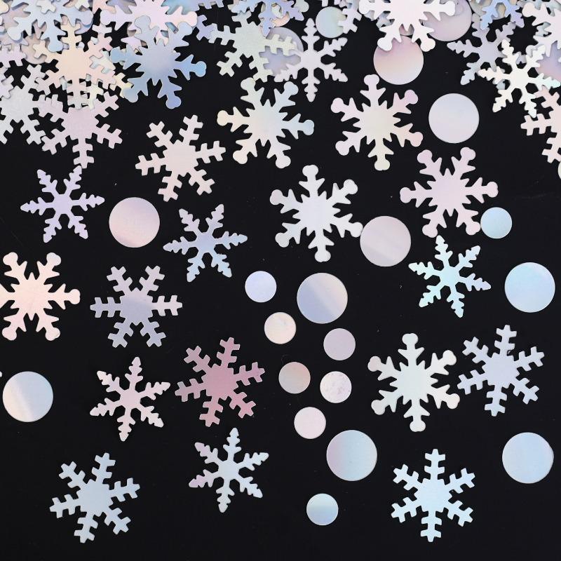 Christmas Laser Snowflake Confetti Iridescent Silver Small Round Dot Sequins Artificial Snow Xmas Tree Decoration Party Supplies