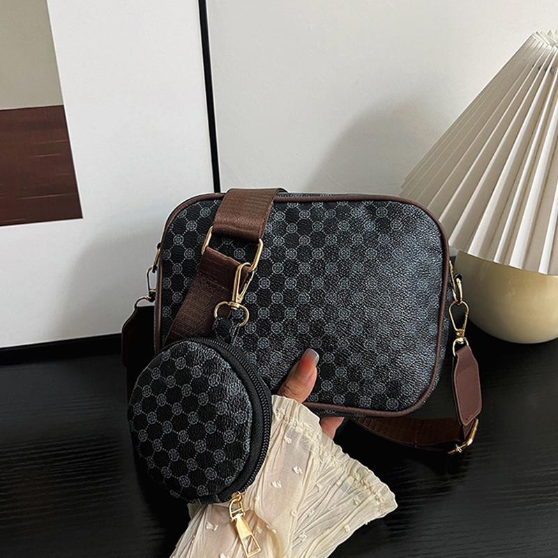 Women'S Simple Casual Retro Shoulder Bag Fashionable Diagonal Cross Compact Square Bag Large Capacity Mother And Child Bag