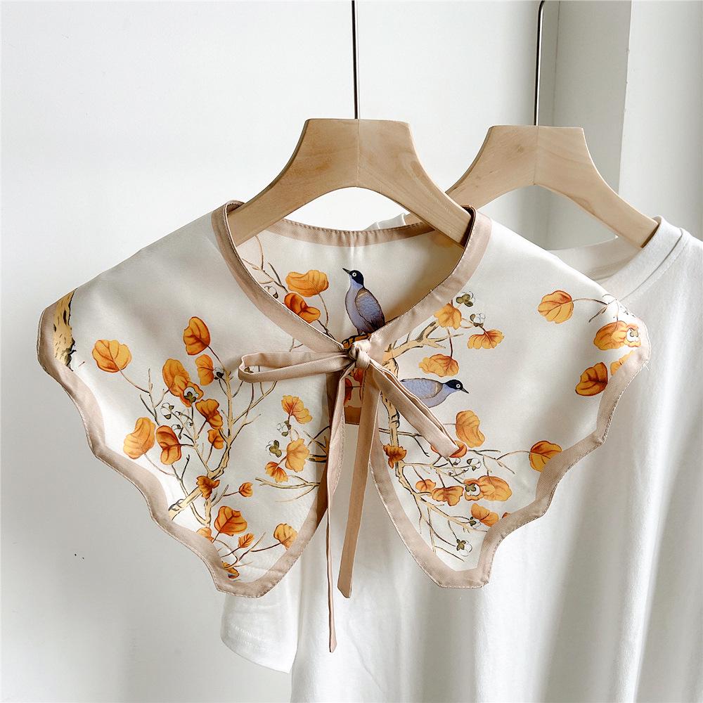 Women's Lightweight Shawl Scarf - Spring/Autumn, All-Match Print, Korean Chic Decorative False Collar