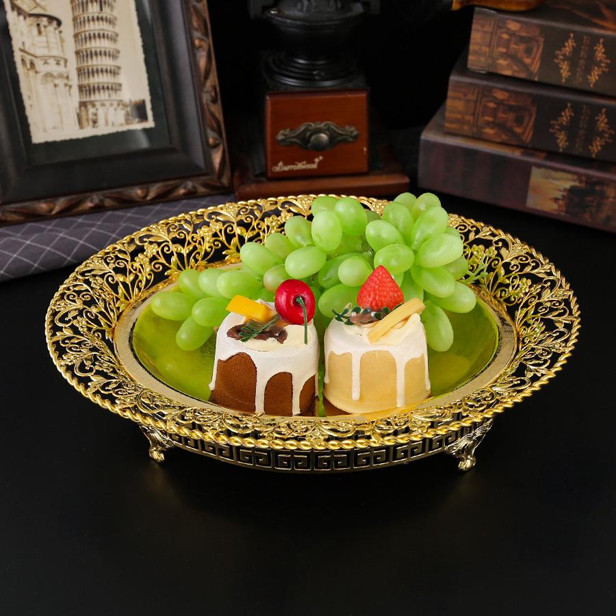 Light luxury lace European golden fruit plate Creative fruit plate Dried fruit plate High-end guest restaurant Cabaret tray Metal craftsmanship