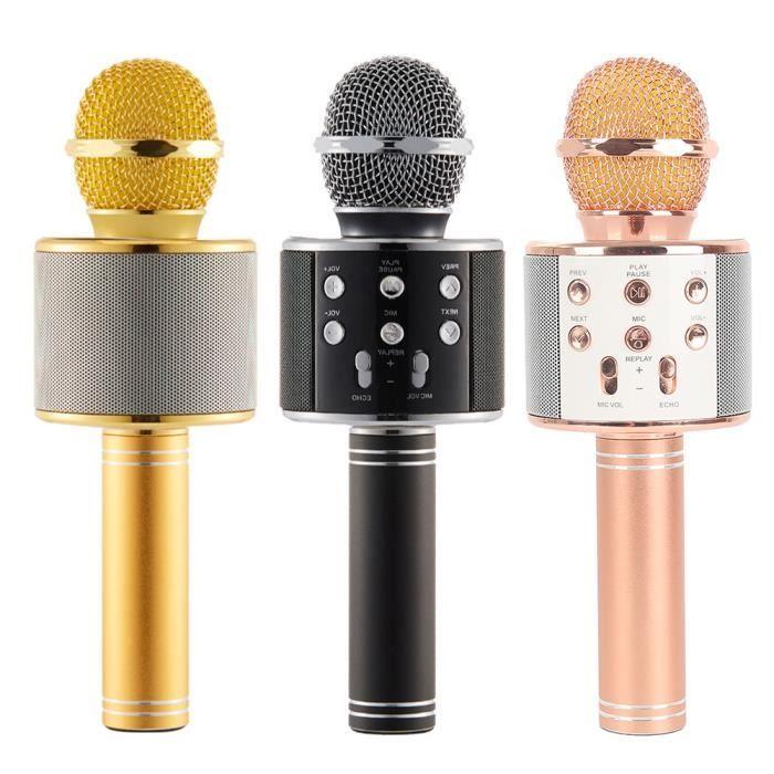 Noir WS-858 Trådløs mikrofon Metall MIC Opptak Kondensatormikrofon Stativ W - Høyttaler For iPhone Karaoke Samsung