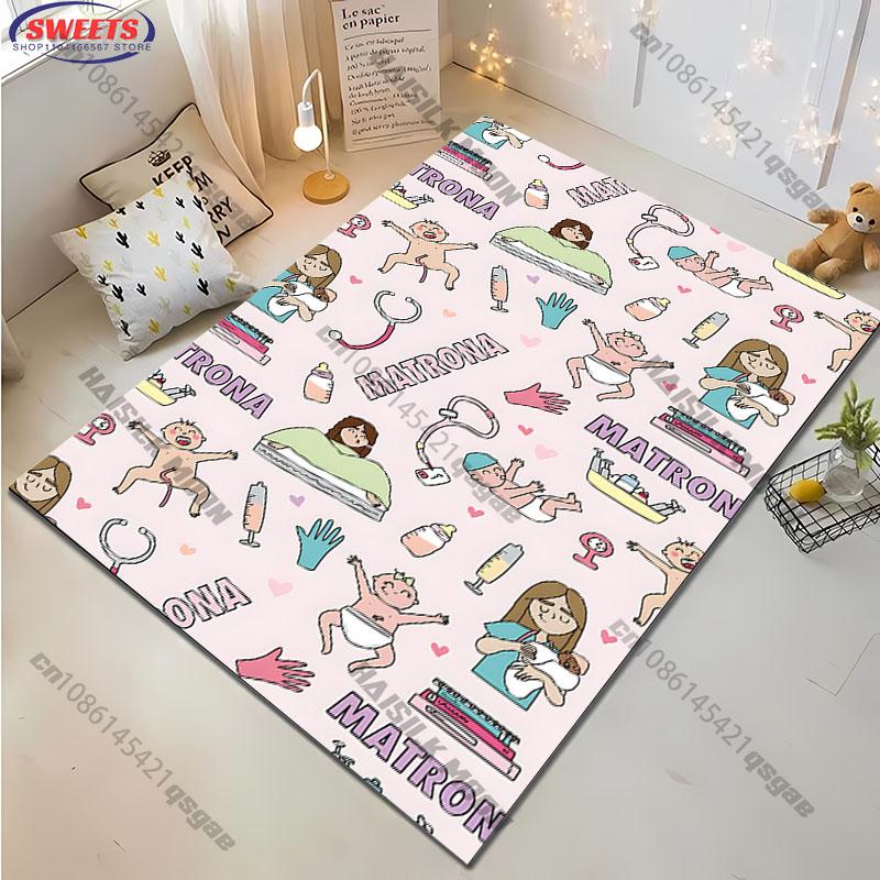 

3D E-Enfermera En Apur0s Merch Printed Carpet Living Room Bedroom Entrance Door Rug Sofa Study Decor Mat Gift for Doctor Nurse 40x60cm