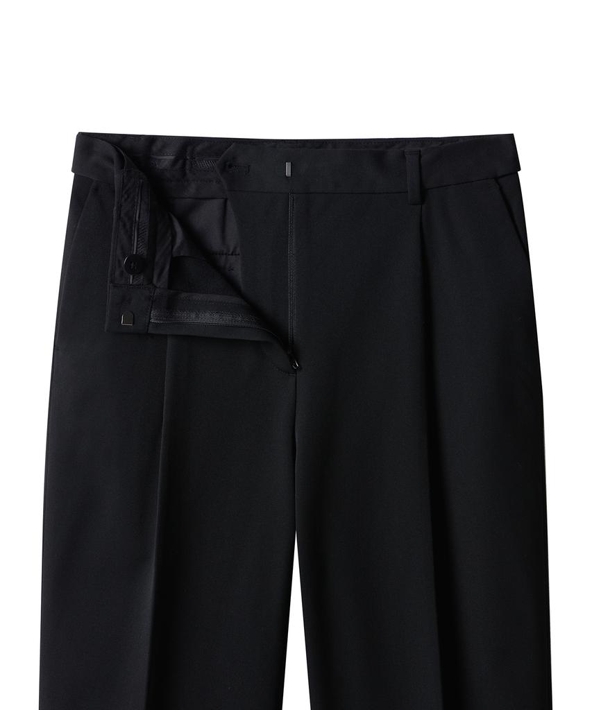 MUSINSA STANDARD WOMAN Women'S Heavyweight Fleece-Lined Loose Tapered Hidden Elastic Waist Slacks [Black]