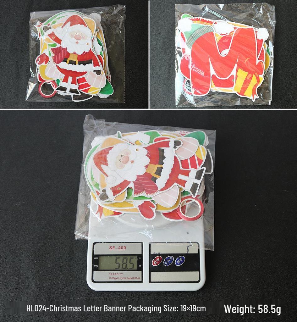 Snowflake & Santa Claus Christmas Banner - Holiday Party Decoration Garland