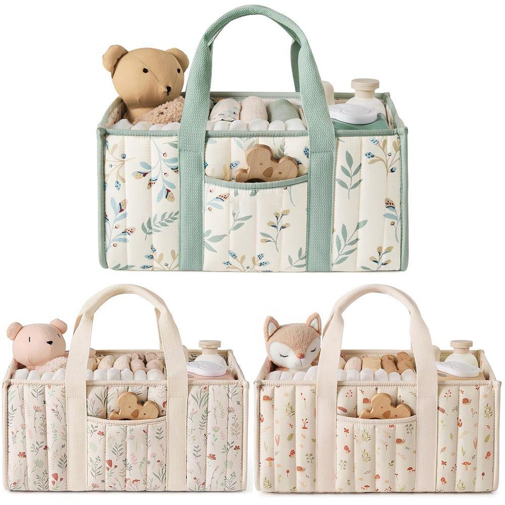 Großer Kapazität Windel Organizer Tragbarer Floraler Kinderzimmer Aufbewahrungskorb Neugeborenen Essentials Windel Aufbewahrungstasche Outdoor Reise