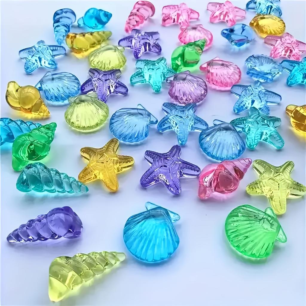 Creative 30 colorful imitation decorative shells, transparent crystal aquarium and pool decorations, starfish, shells.