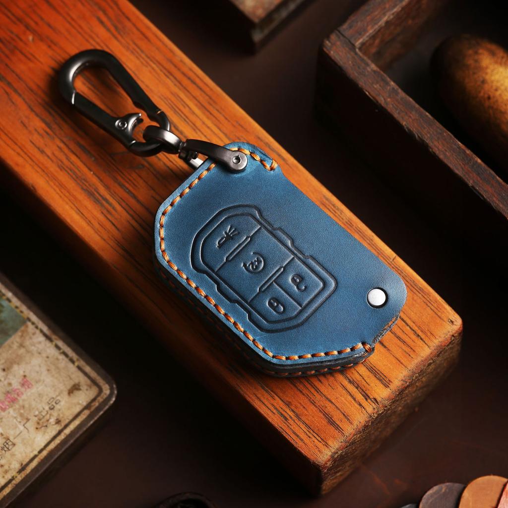 Handmade car key case for Jeep Wrangler JEEP key case Sahara Robin Hood genuine leather key case