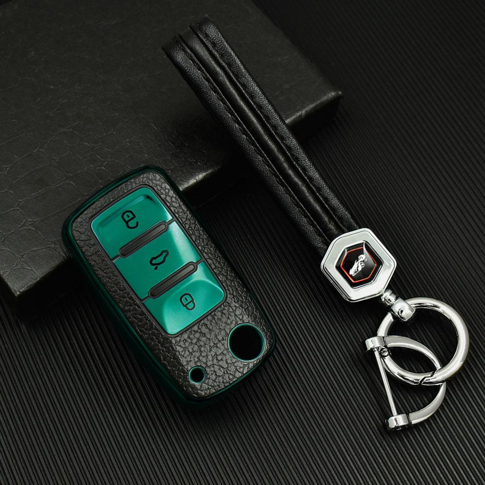 Leather Tpu Car Key Case Cover For Volkswagen Vw Polo Golf Passat Tiguan Beetle Caddy T5 Up Eos Skoda Octavia Seat Leon Altea