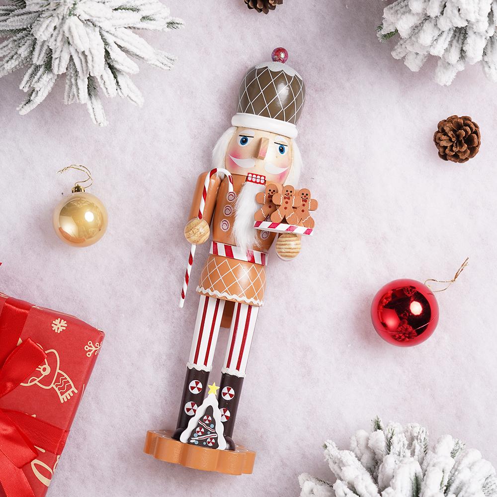 36CM Nutcracker Toffee Colored Nutcracker Gingerbread Man Baker Handcraft  Home Office Table Xmas Decoration Christmas Gift