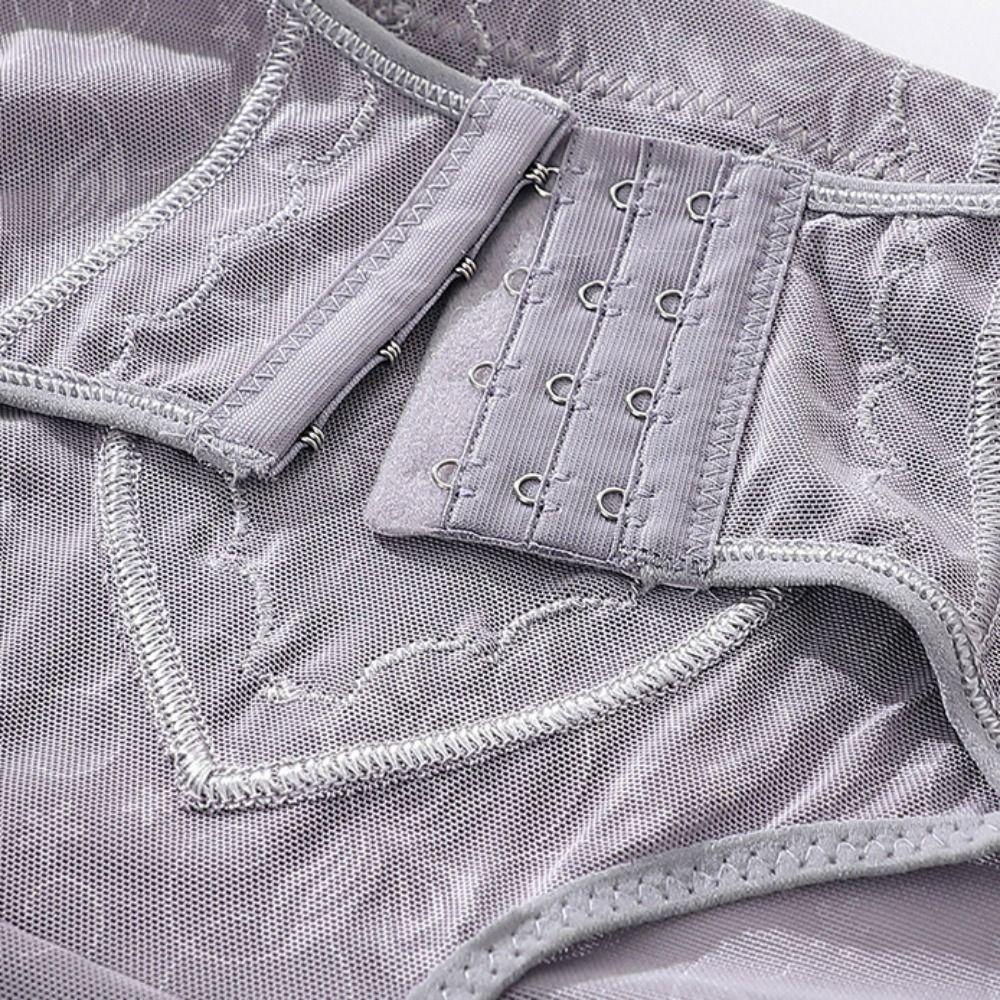 Lace Flower Butt Lifter Briefs Mid Waist Slimming Buckle Shapers Elastic Seamless Underwear Female