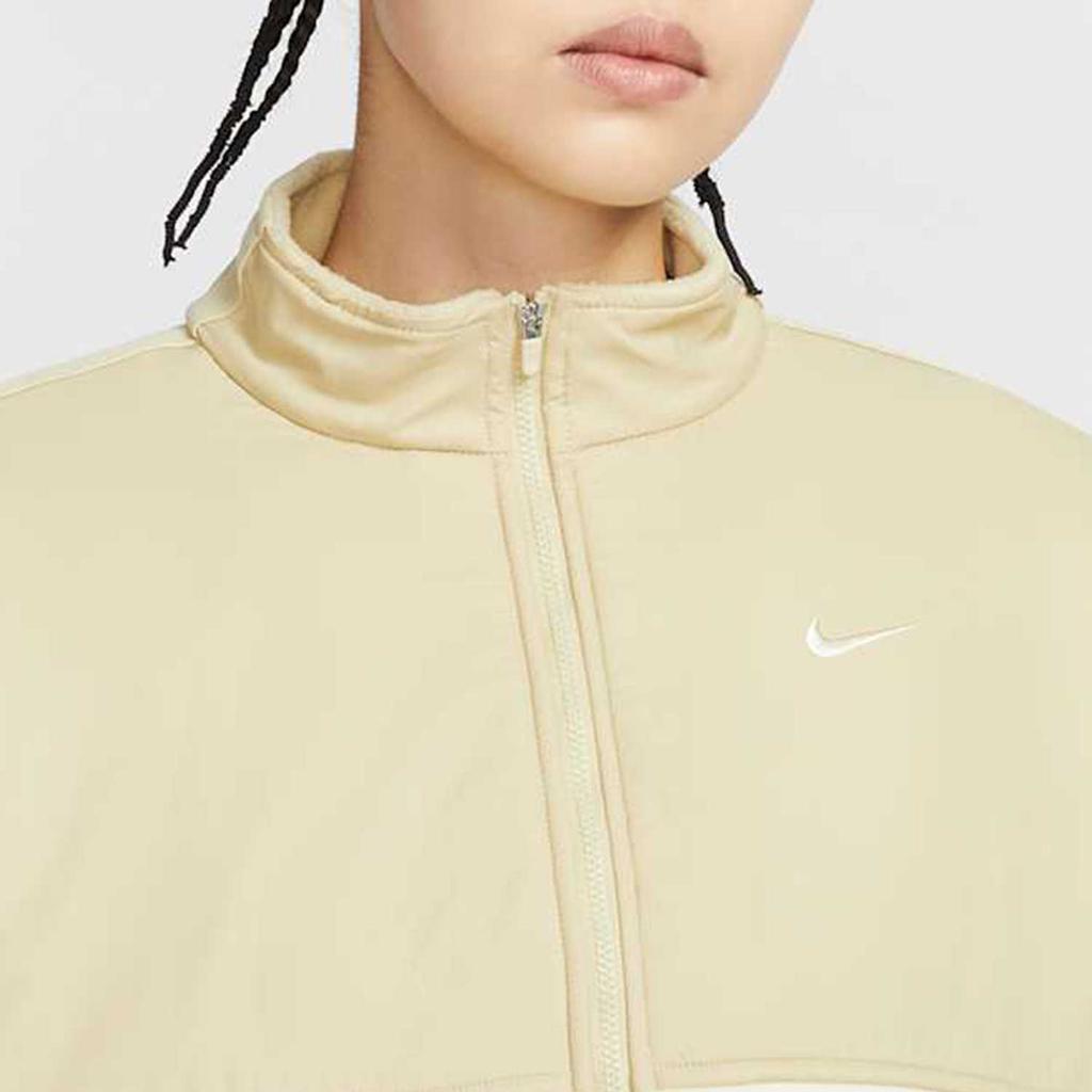 Nike As W One Tf Flc Fz Nvty Gce Color Block Stand Collar Zip Comfortable Long Sleeve Jacket Women jackets Brown HQ4874783