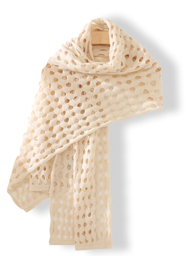 100% Cashmere Openwork Scarf Large Mesh Women Knit Shawl Knotted Wrap Casual Soft Warm Cashmere Hollow Out Cappa Cozy 170x43cm