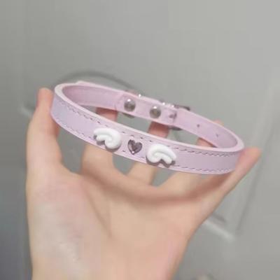 Punk Niedlich Süß Cool Engelsflügel Herz Leder Choker Halskette Für Frauen Ins Mädchen Choker Halskette Party Schmuck Geschenk