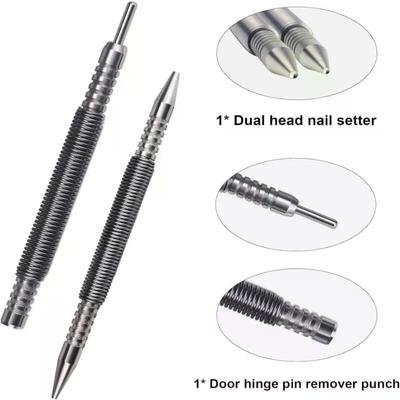 Spring Center Punch Woodworking Metal Drill Hammerless Dual Head Nail Setter Spring Loaded Door Hinge Pin Remover Tools