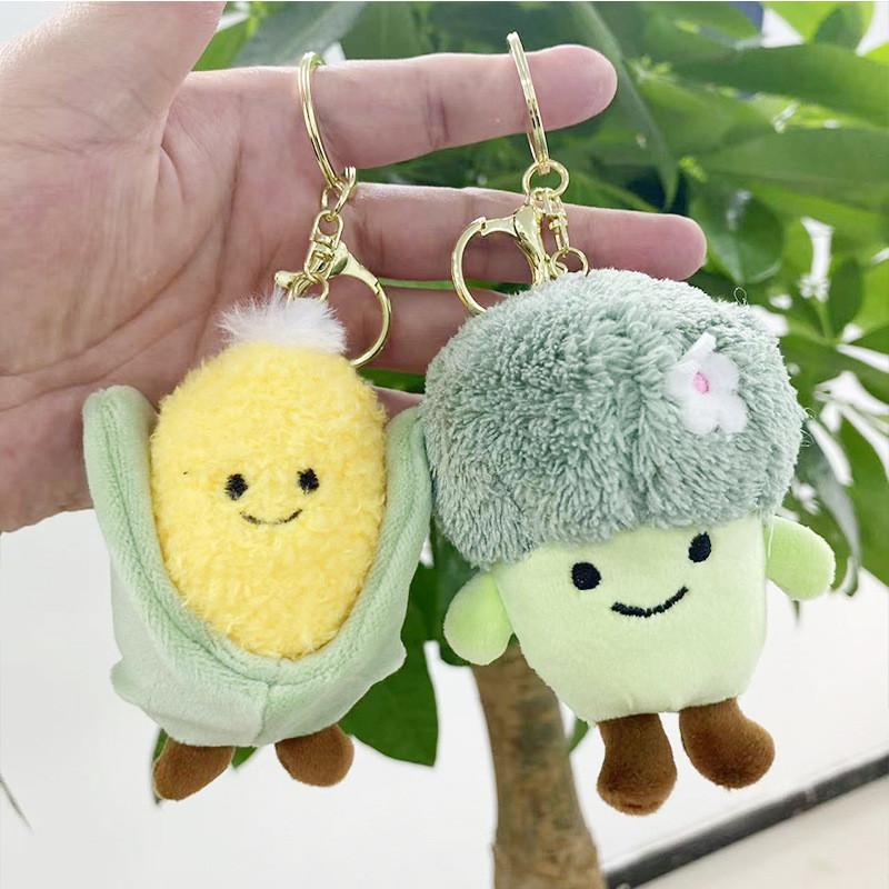 Plant Shaped Whimsical Plush Keychains In Broccoli Cabbage Corn And Bamboo Shoot For Ages All