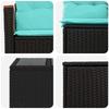 Sofa Set 8 Pieces Black and Blue Poly Rattan and Steel