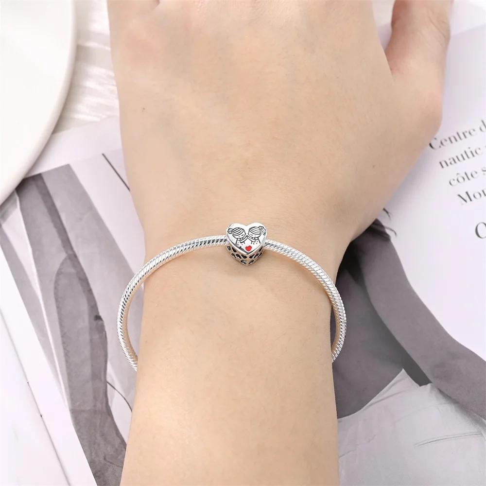 Original Charms Copper Sisterly Love Heart Series Beads Fit Bracelet Women Jewelry Making Diy Gift
