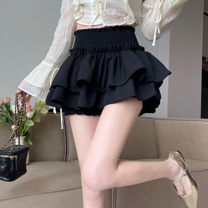 

Elegant High Waist A-line Women s Skirt: Spring to Autumn Style in Petite Fit One Size (80-120 Jin) чорний