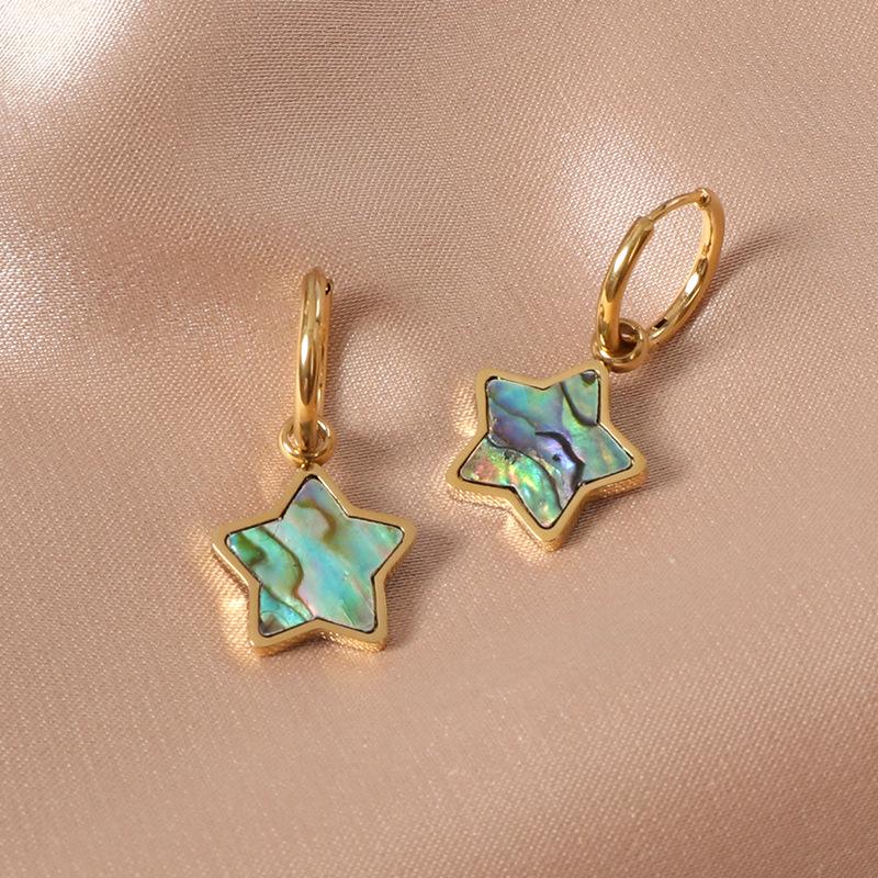 Light Luxury Abalone, Fritillaria, Earrings for Women, High-end Four-leaf Clover, Star Geometric Pendant Earrings