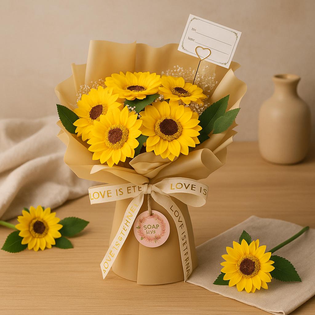 Shamtam Yellow Large Sunflowers Bouquet – Love Is Eternal – Gift Card