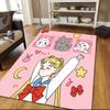 Sailor Moon Flannel Pattern Square Carpet,Area Rug,Carpet Rug for Living Room Bedroom Sofa Playroom Decor,Non-slip Floor Mat