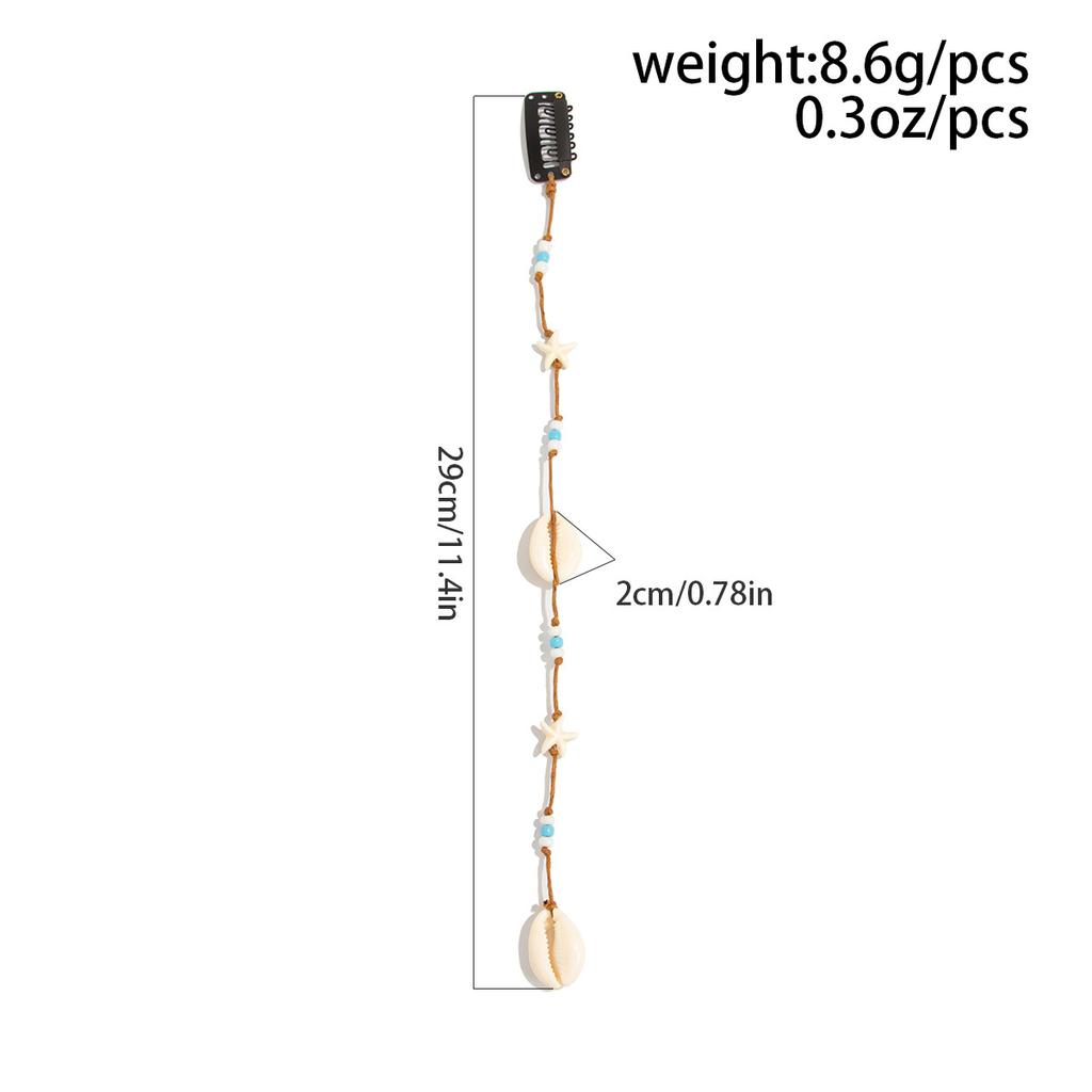 Beach Conch Starfish Scallop Tassel Hair Accessory for Women DIY Summer Beach Long Pendant Braided Wax Thread Hair Decoration Jewelry Charm Hair Clip