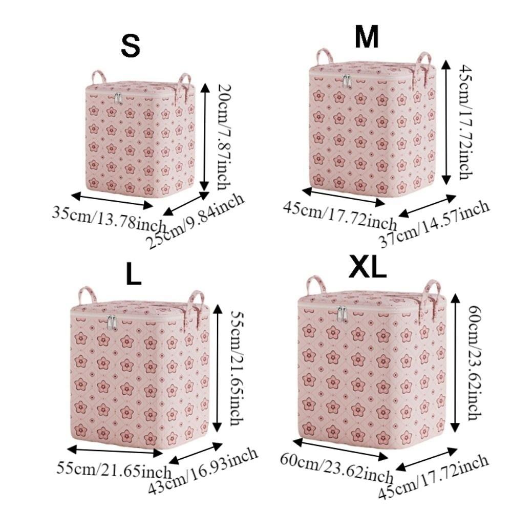Cherry Blossom Pattern Clothes Quilt Storage Bag Non-woven Fabric Quilt Sorting Bag  Dormitory