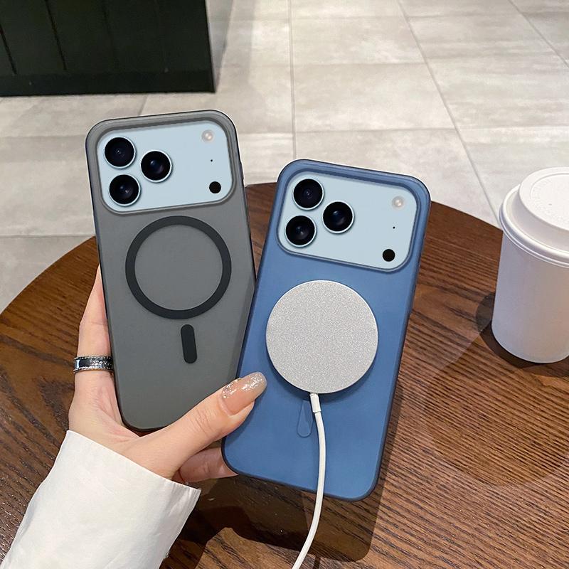 Luxus Matte Transluzent Schlank Magsafe Kabelloses Lade Case Für iPhone 17 Air 16E 15 14 Plus 13 12 11 Pro Max XS XR 8 Plus Hülle